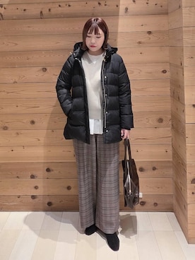 「アイテム（ボストンバッグ、ブラウン系）」を使った、テソ子さん（レディース・162cm）の冬コーディネート