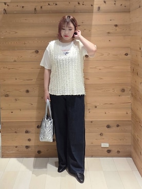 「GLOBAL WORK（グローバルワーク）のGOODデニムバギーパンツ/498388（デニムパンツ）」を使った、テソ子さん（レディース・162cm）の夏コーディネート