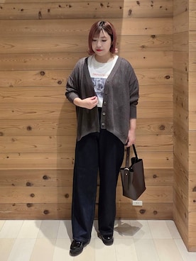 「GLOBAL WORK（グローバルワーク）のGOODデニムバギーパンツ/498388（デニムパンツ）」を使った、テソ子さん（レディース・162cm）の秋コーディネート