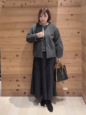 「アイテム（ノーカラーコート）」を使った、テソ子さん（レディース・162cm・30代）の秋コーディネート