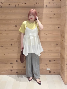 「アイテム（クラッチバッグ、ブラウン系）」を使った、テソ子さん（レディース・162cm）の夏コーディネート