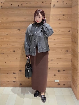 「アイテム（デニムジャケット）」を使った、テソ子さん（レディース・162cm・30代）の秋コーディネート