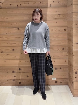 「GLOBAL WORK（グローバルワーク）のあったかウツクシルエットテーパードパンツ/575203（その他パンツ）」を使った、テソ子さん（レディース・162cm）の冬コーディネート