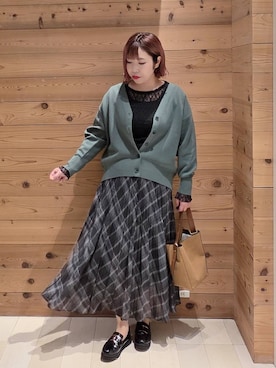 「アイテム（タンクトップ）」を使った、テソ子さん（レディース・162cm・30代）の秋コーディネート