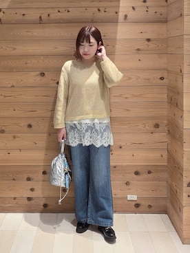 「GLOBAL WORK（グローバルワーク）のエアかる厚底ローファー/136031（ローファー、ブラック系）」を使った、テソ子さん（レディース・162cm）の春コーディネート