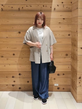 「GLOBAL WORK（グローバルワーク）のアイテム（ジャケット/アウター）」を使った、テソ子さん（レディース・162cm）の夏コーディネート