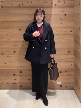 「アイテム（チェスターコート）」を使った、テソ子さん（レディース・162cm）の秋コーディネート