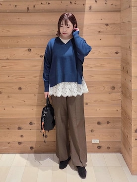 「GLOBAL WORK（グローバルワーク）のアイテム（ダウンジャケット/コート）」を使った、テソ子さん（レディース・162cm）の冬コーディネート