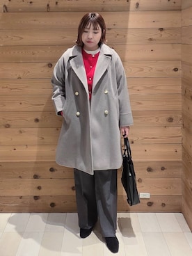 「アイテム（チェスターコート）」を使った、テソ子さん（レディース・162cm）の秋コーディネート