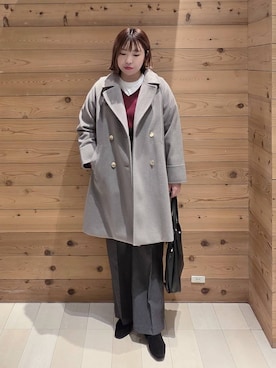 「アイテム（チェスターコート）」を使った、テソ子さん（レディース・162cm）の秋コーディネート