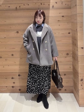 「アイテム（チェスターコート）」を使った、テソ子さん（レディース・162cm・30代）の冬コーディネート