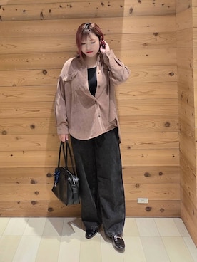 「GLOBAL WORK（グローバルワーク）のGOODデニムバギーパンツ/498388（デニムパンツ）」を使った、テソ子さん（レディース・162cm）の秋コーディネート