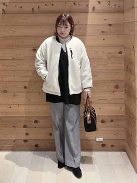 「アイテム（ボストンバッグ）」を使った、テソ子さん（レディース・162cm・30代）の冬コーディネート