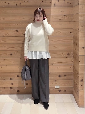 「GLOBAL WORK（グローバルワーク）のアイテム（シューズ）」を使った、テソ子さん（レディース・162cm）の冬コーディネート