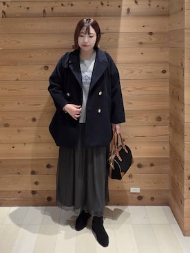 「アイテム（チェスターコート）」を使った、テソ子さん（レディース・162cm・30代）の秋コーディネート