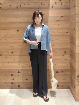「GLOBAL WORK（グローバルワーク）のアイテム（パンツ）」を使った、テソ子さん（レディース・162cm）の夏コーディネート