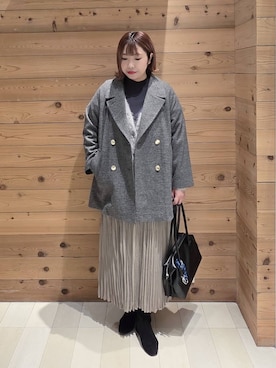 「アイテム（チェスターコート）」を使った、テソ子さん（レディース・162cm）の秋コーディネート