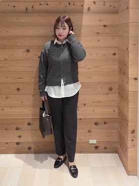 「GLOBAL WORK（グローバルワーク）のあったかウツクシルエットテーパードパンツ/575203（その他パンツ）」を使った、テソ子さん（レディース・162cm）の秋コーディネート