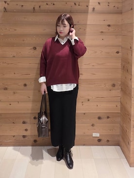 「アイテム（チェスターコート）」を使った、テソ子さん（レディース・162cm・30代）の秋コーディネート