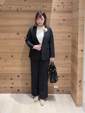 「GLOBAL WORK（グローバルワーク）のアイテム（ノーカラージャケット）」を使った、テソ子さん（レディース・162cm）の冬コーディネート