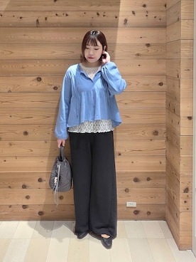 「GLOBAL WORK（グローバルワーク）のらくっション撥水フィットパンプス/135895（パンプス、ブラック系）」を使った、テソ子さん（レディース・162cm）の春コーディネート