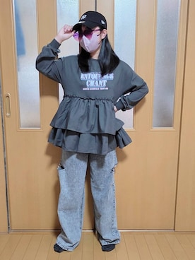 「アイテム（レッグウェア）」を使った、テソ子さん（キッズ・151cm）の秋コーディネート