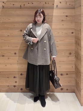 「アイテム（ワンピース/ドレス、グレー系）」を使った、テソ子さん（レディース・162cm）の冬コーディネート