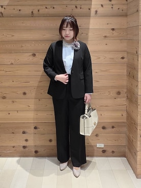 「GLOBAL WORK（グローバルワーク）のアイテム（ノーカラージャケット）」を使った、テソ子さん（レディース・162cm）の冬コーディネート