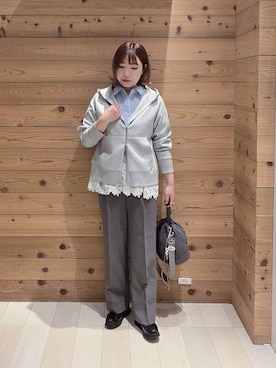 「GLOBAL WORK（グローバルワーク）のエアかる厚底ローファー/136031（ローファー、ブラック系）」を使った、テソ子さん（レディース・162cm）の春コーディネート