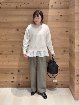 「GLOBAL WORK（グローバルワーク）のサイズ拡大/らくっション撥水2WAYローファー/131468（ローファー、ブラック系）」を使った、テソ子さん（レディース・162cm）の春コーディネート