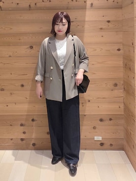 「GLOBAL WORK（グローバルワーク）のアイテム（テーラードジャケット）」を使った、テソ子さん（レディース・162cm）の秋コーディネート