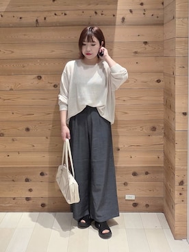 「GLOBAL WORK（グローバルワーク）のデニムライクパンツ/636574（その他パンツ、ブラック系）」を使った、テソ子さん（レディース・162cm）の春コーディネート