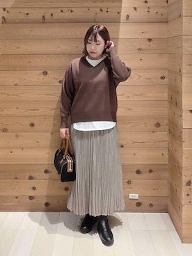 「体型カバー」｜「アイテム（チェスターコート）」を使った、テソ子さん（レディース・162cm）の冬コーディネート