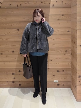 「GLOBAL WORK（グローバルワーク）のあったかウツクシルエットテーパードパンツ/575203（その他パンツ）」を使った、テソ子さん（レディース・162cm）の秋コーディネート