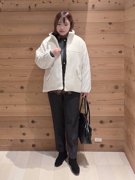 「GLOBAL WORK（グローバルワーク）のあったかウツクシルエットテーパードパンツ/575203（その他パンツ）」を使った、テソ子さん（レディース・162cm）の秋コーディネート