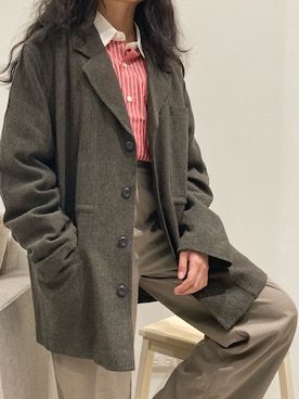 「oversize」｜「アイテム（チェスターコート）」を使った、cassandrabaddieさん（レディース・156cm）の春コーディネート