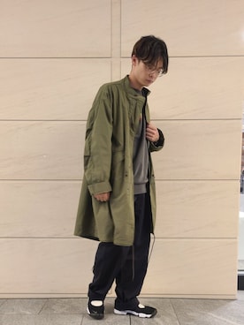「ARMY TWILL（アーミーツイル）のアイテム（モッズコート）」を使った、たかやさん（メンズ・174cm）の秋コーディネート