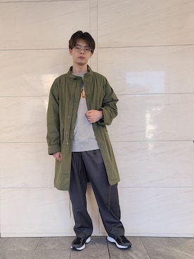 「ARMY TWILL（アーミーツイル）のアイテム（モッズコート）」を使った、たかやさん（メンズ・174cm）の秋コーディネート