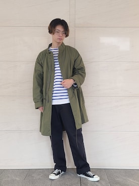 「ARMY TWILL（アーミーツイル）のアイテム（モッズコート）」を使った、たかやさん（メンズ・174cm）の秋コーディネート