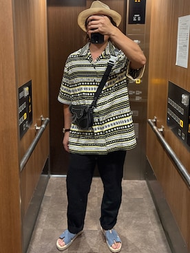 「UNIQLO（ユニクロ）のアイテム（スラックス）」を使った、エレベーターボーイくんさん（メンズ・174cm・40代）の夏コーディネート