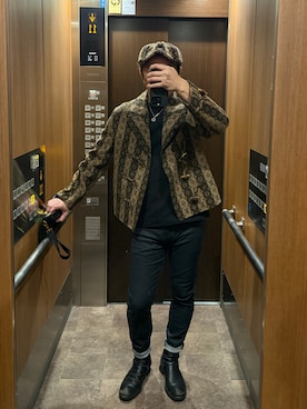 「アイテム（ハンチング/ベレー帽）」を使った、エレベーターボーイくんさん（メンズ・174cm）の秋コーディネート