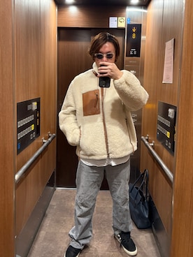 「アイテム（ムートンコート）」を使った、エレベーターボーイくんさん（メンズ・174cm）の冬コーディネート