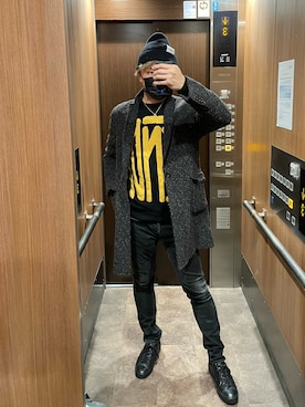 「FENDI」｜「アイテム（チェスターコート）」を使った、エレベーターボーイくんさん（メンズ・174cm）の秋コーディネート
