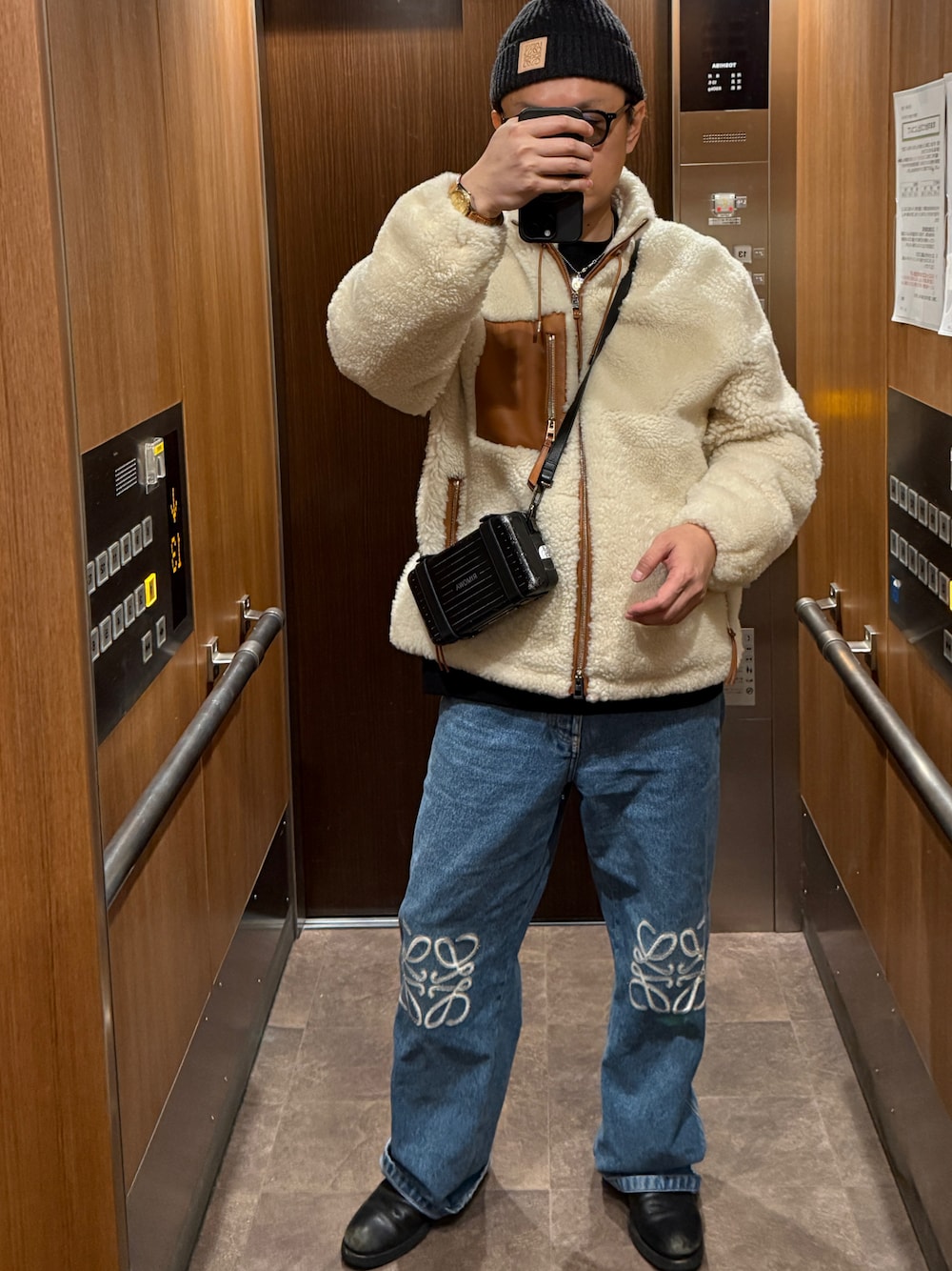 【condo】LOEWEロエベ フード付き ムートンスエード コートL tifana_1-241007000733