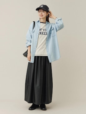 「ロング」｜「アイテム（Tシャツ/カットソー）」を使った、タカナミさん（レディース・160cm）の秋コーディネート