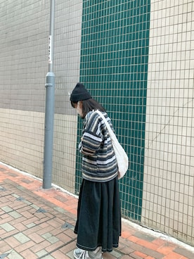 「BEN DAVIS（ベンデイビス）のアイテム（ニットキャップ/ビーニー）」を使った、ceさん（レディース・158cm）の冬コーディネート