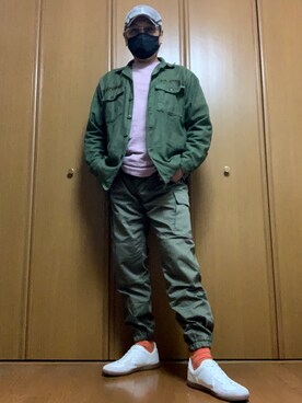 「ジャーマントレーナー」｜「アイテム（ハンチング/ベレー帽）」を使った、ashusanさん（メンズ・174cm）の春コーディネート