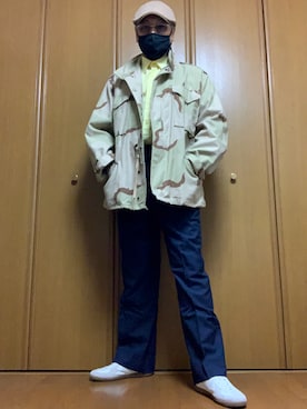 「ジャーマントレーナー」｜「アイテム（ハンチング/ベレー帽）」を使った、ashusanさん（メンズ・174cm）の冬コーディネート