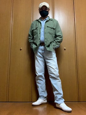「ジャーマントレーナー」｜「アイテム（ハンチング/ベレー帽）」を使った、ashusanさん（メンズ・174cm）の春コーディネート