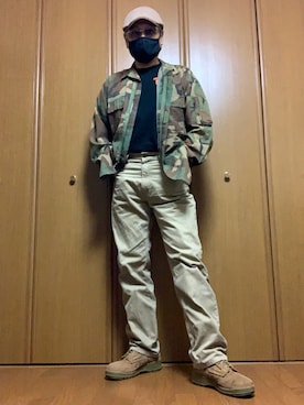 「デザートブーツ」｜「アイテム（帽子）」を使った、ashusanさん（メンズ・174cm）の春コーディネート